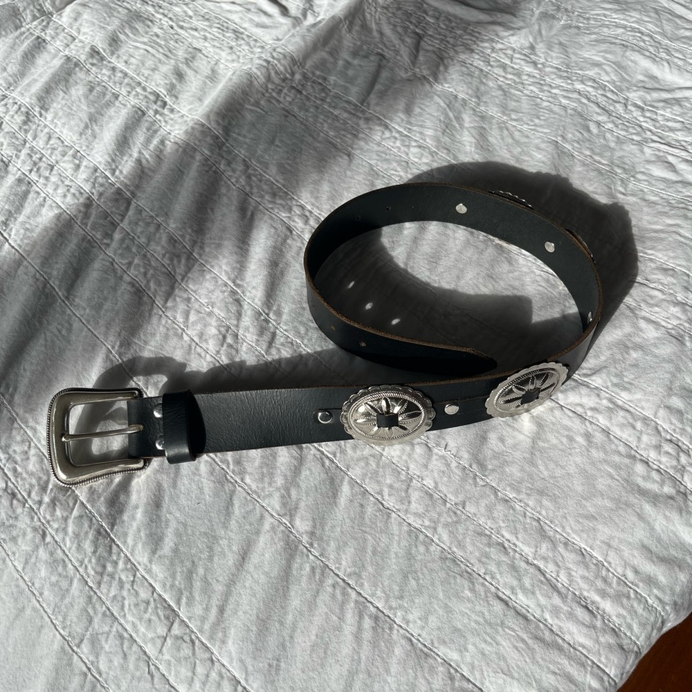 Black Nocturne Leather Concho Belt